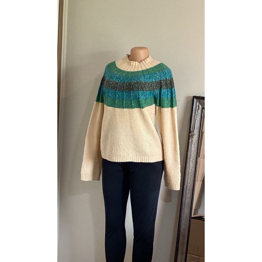 Anthropologie Greylin Nordic-Inspired Cream Green Sweater Small Granola girl